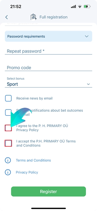 Step 6 - Agree to the terms and conditions