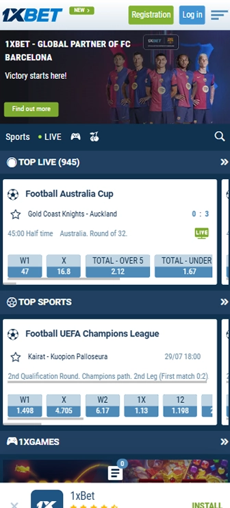 Step 1 - Open the official 1xBet website